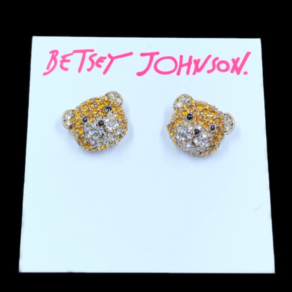 Betsey Johnson GT Pave Teddy Bear Stud Earrings - Picture 9 of 10